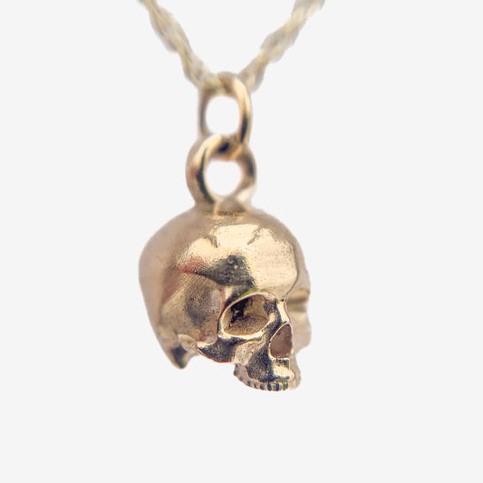 Tiny Skull Necklace. Gold